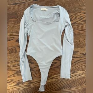 Grey square neck bodysuit